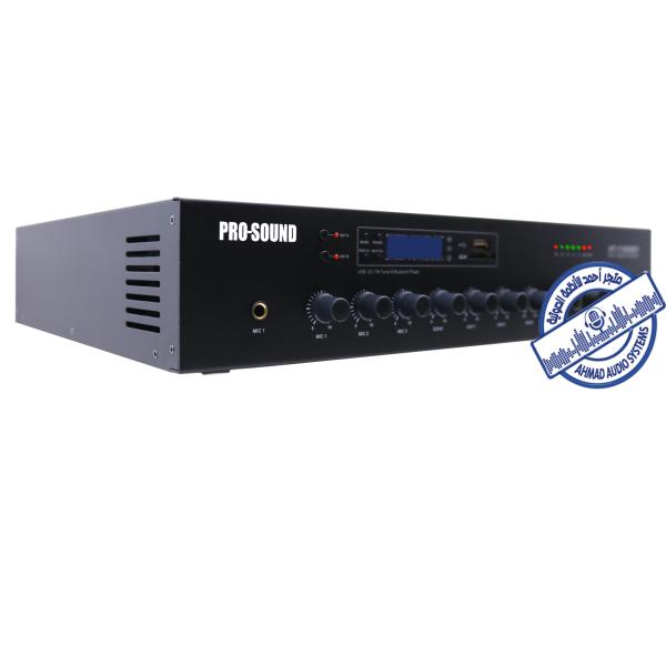 PRO SOUND Power Amplifier AT-1120BT امبلي فير بروساوند قسمين بقوة 120وات مع بلوتوث و يواس بي و ذاكرة وصدى مناسب للمدارس والأسواق والمستشفيات وغيرها